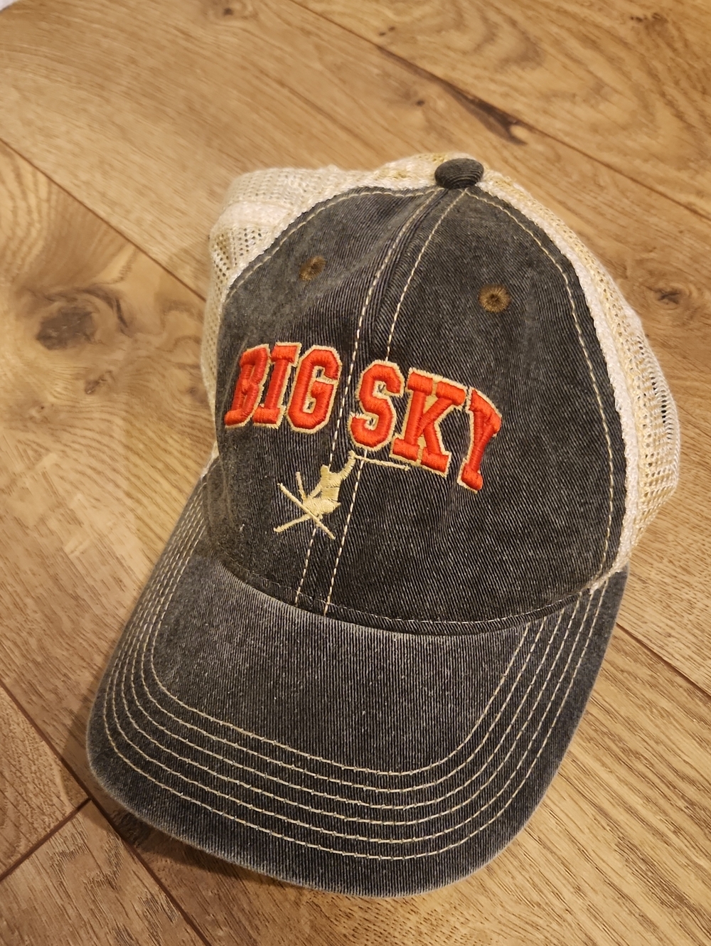 Big Sky Embroidered Trucker Hat Denim